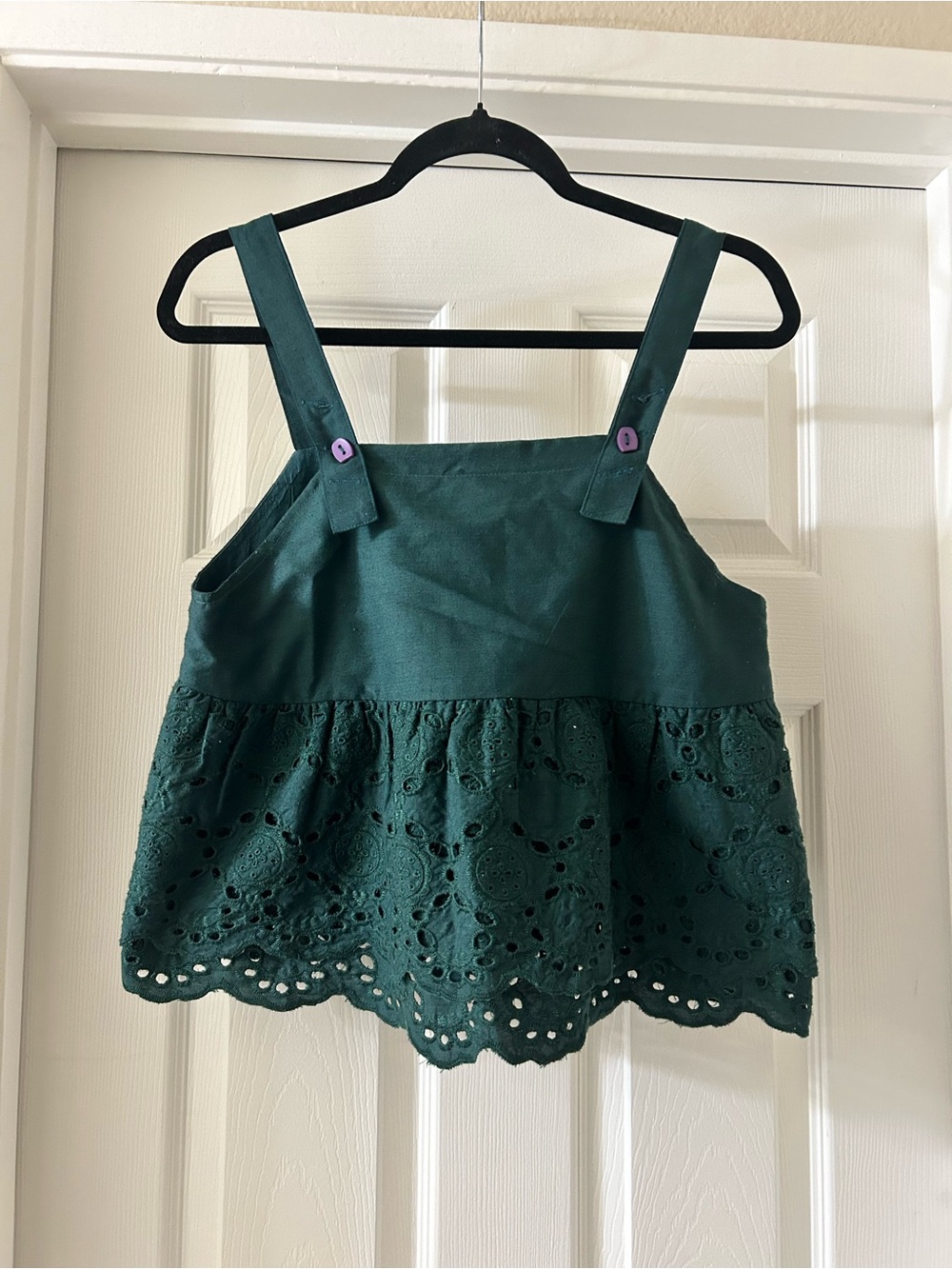 Women’s Forest Green Eyelet Camisole with Wide Straps